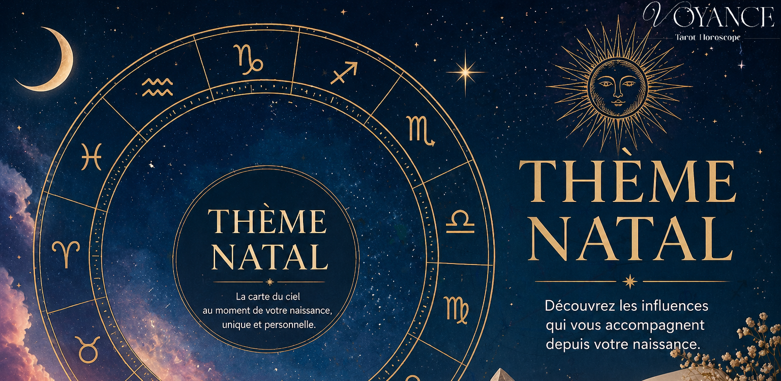 Thème natal astrologique — carte du ciel personnalisée avec planètes et maisons