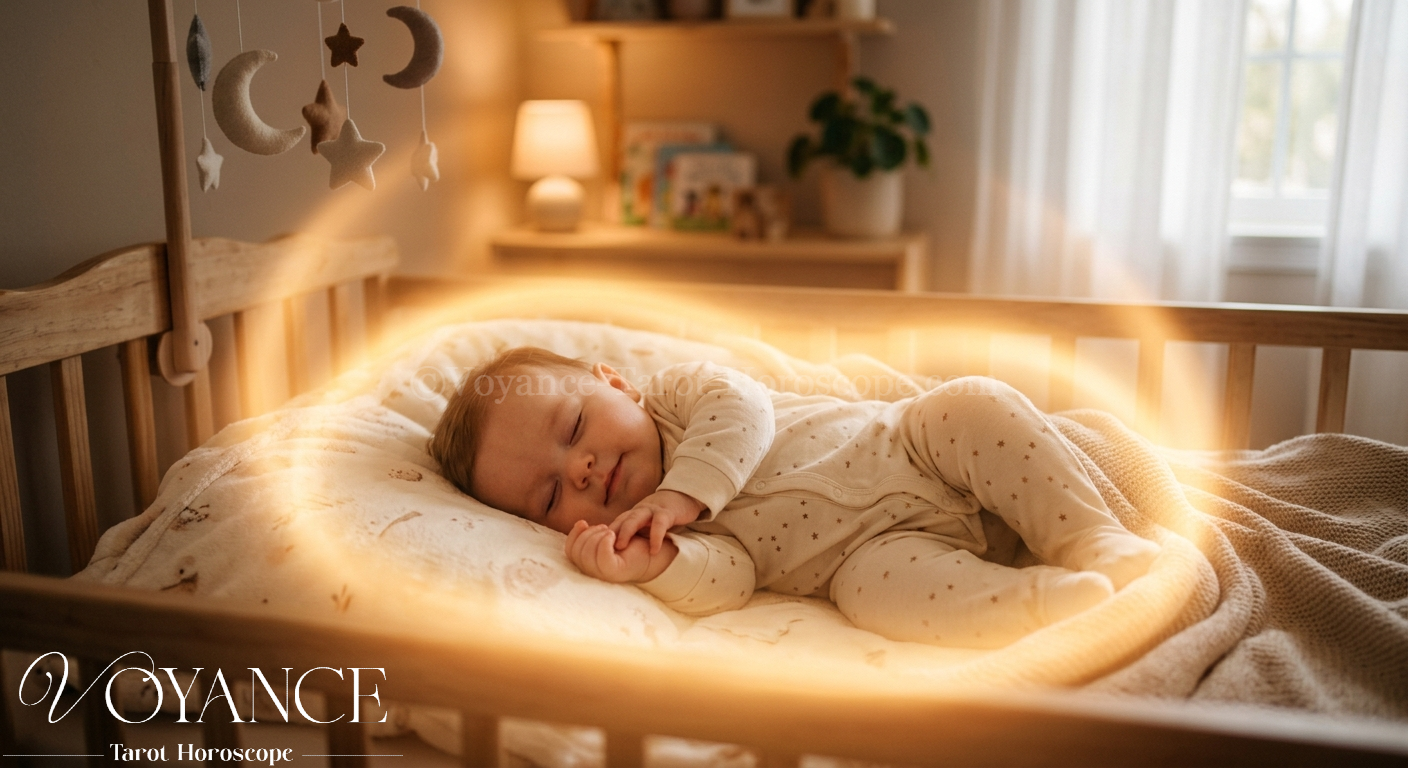Bébé paisible entouré d'une lumière douce et chaleureuse