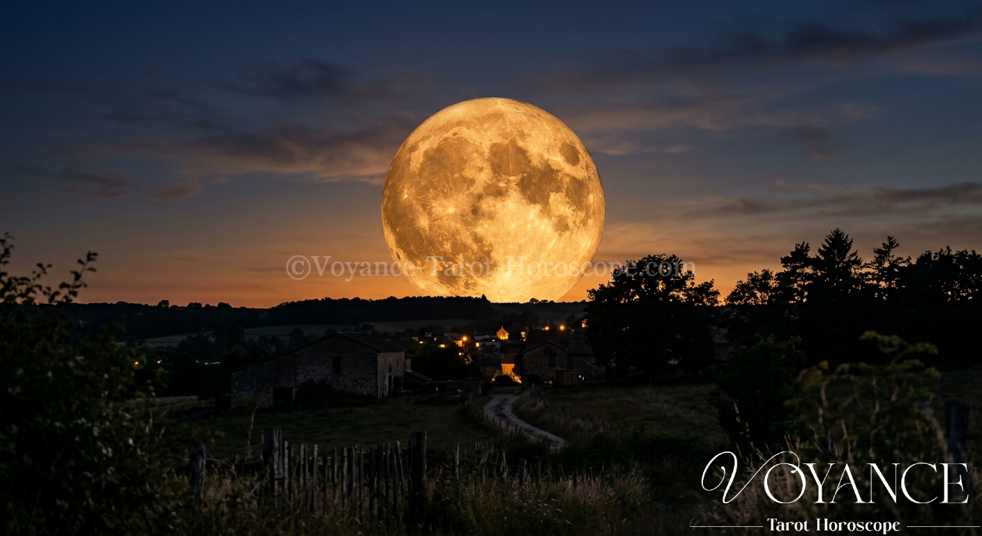 Pleine Lune des Fraises juin 2026 : effets par signe 3 Pleine lune des fraises de juin 2026, teinte dorée et basse sur l'horizon