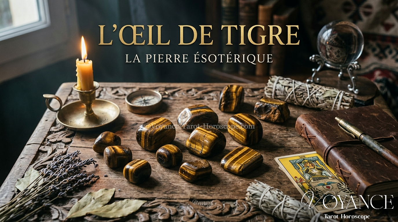 pierre œil de tigre polie aux reflets dorés chatoyants, talisman de protection contre le mauvais œil