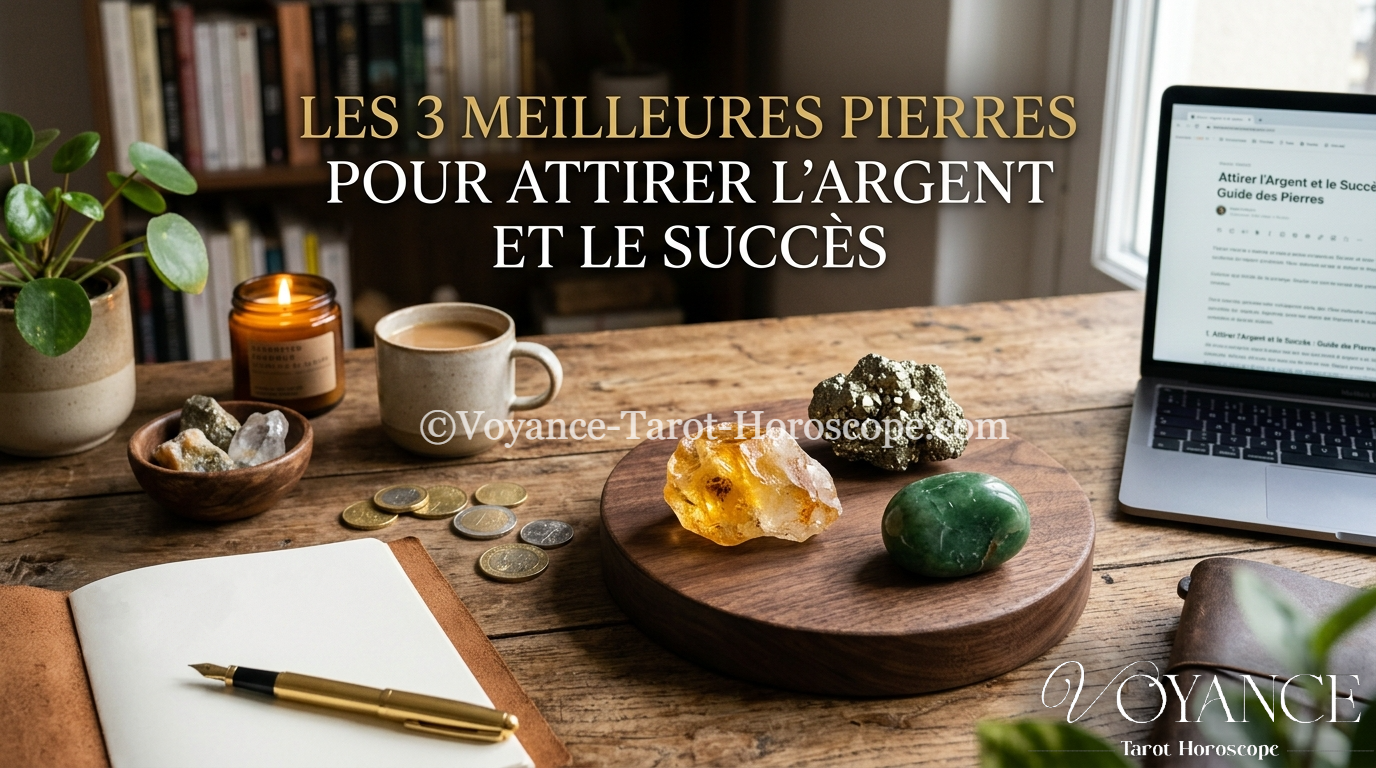 citrine, pyrite et aventurine verte, les trois pierres de l'abondance et du succès en lithothérapie