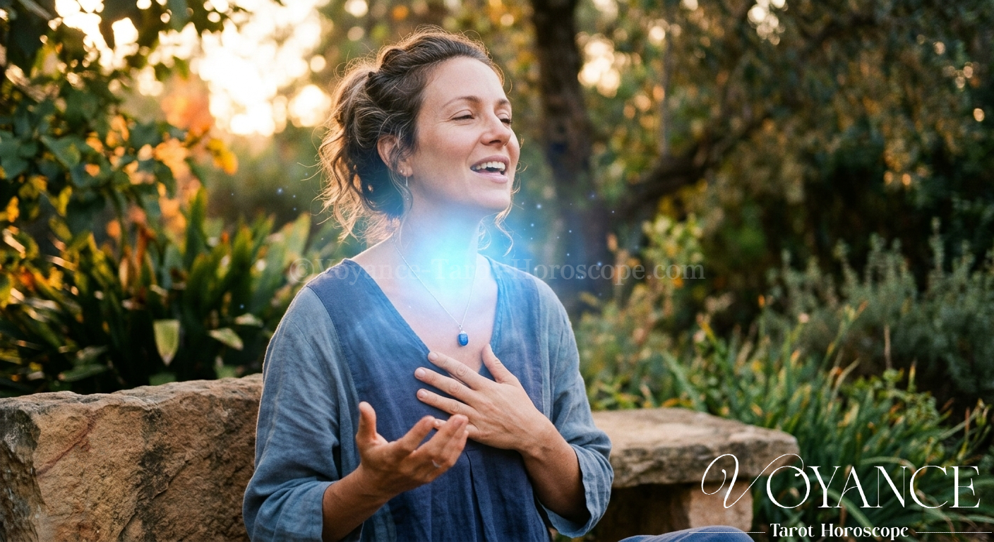 Blog de spiritualité 29 Chakra de la Gorge - dire sa vérité sans peur -Gorge baignée d'une lumière bleue douce, sensation de libération
