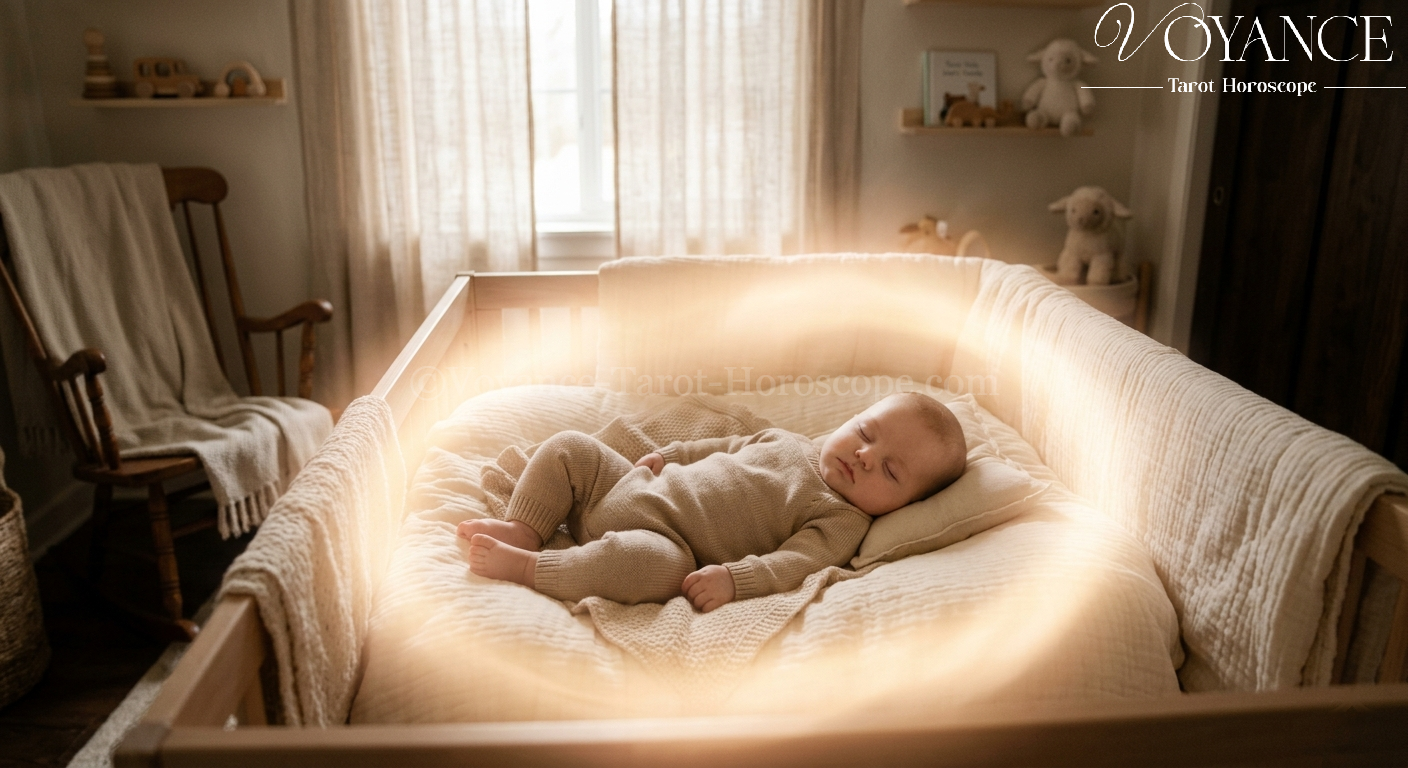 Bébé paisible entouré d'une lumière douce et chaleureuse
