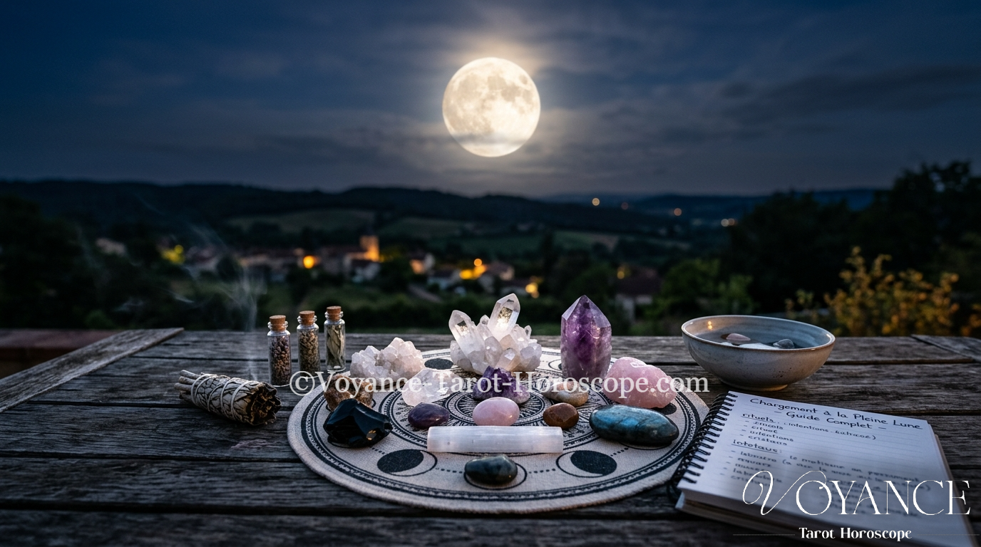 Blog de spiritualité 32 Comment charger et purifier vos cristaux à la pleine lune : quand, comment, quelles pierres, et les erreurs à éviter. Le guide complet du rituel lunaire.